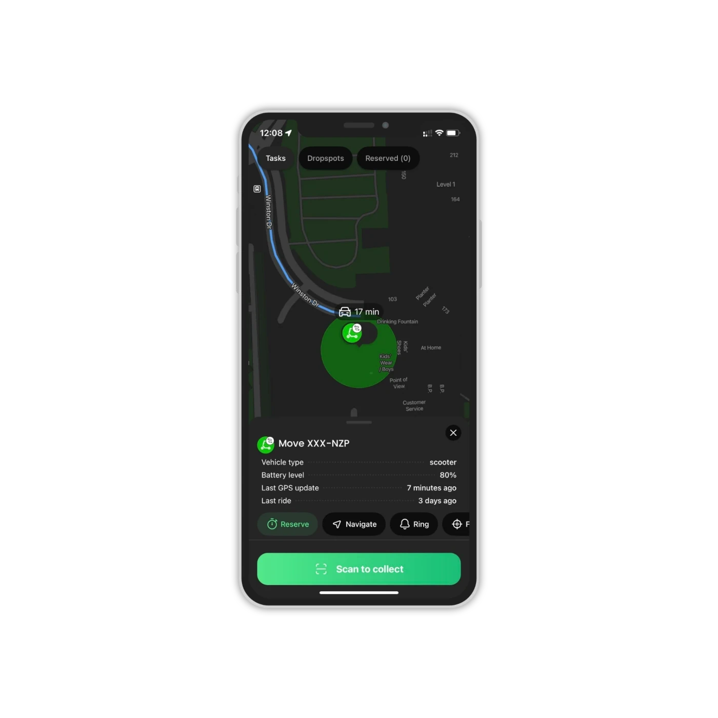 iPhone app preferences selection screen